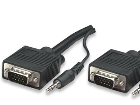 Manhattan 10M Svga Audio Cable, 10 M, Vga (D-Sub) + 3.5Mm, Vga (D-Sub) + 3.5Mm, Nickel, Schwarz, Männlich/Männlich