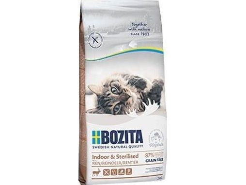 BOZITA Indoor & Sterilised kornfri kattemad med rensdyr - tørfoder - 10 kg