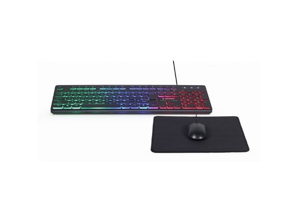 Gembird Kbs-Uml-01, Kabelgebunden, Usb, Qwerty, Led, Schwarz, Maus Enthalten