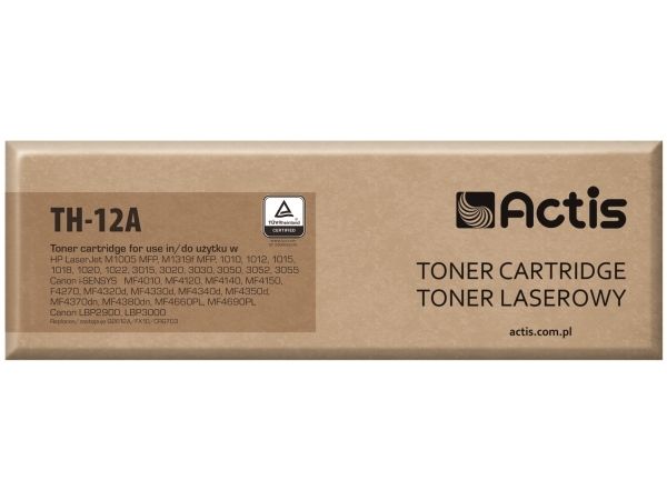 Actis Tonerpatron Th-12A (Erstatning Hp 12A Q261212a, Canon Fx-10, Canon Crg-703 Standard 2000 Sider Sort), 2000 Sider, Sort, 1 Stk