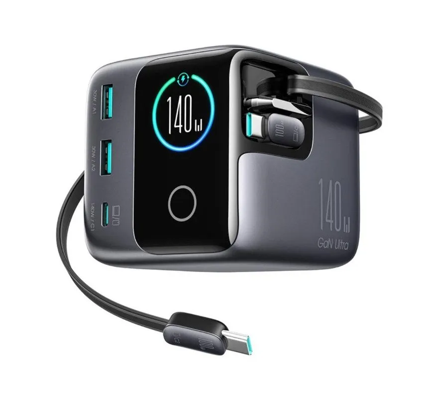 Joyroom Charger Podix JR-TRD01 GaN 140W stationär laddare med 5 portar och dubbla utdragbara kablar - grå | Tele & GPS - Mobil tillbehör - Övriga tillbehör | GameStuff