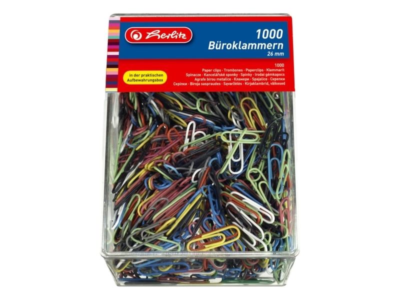 Herlitz Mehrfarbig Büroklammer, Büroklammern, Aus Metall, Kunststoffummantelt, 26 Mm Farbig Sortiert - Image 4