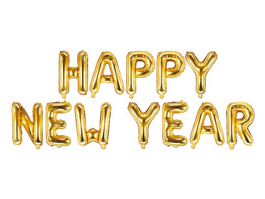 Partydeco Happy New Year, Spielzeugballon, Folie, Gold, Monochromatisch, Silvester, Letter