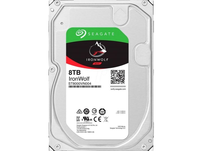 Seagate IronWolf ST8000VN002 - Harddisk - 8 TB - intern - 3.5 - SATA 6Gb/s - buffer: 256 MB - med 3-års Seagate Rescue Data Recovery