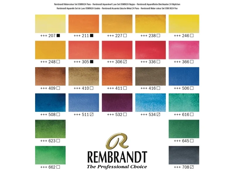 Rembrandt Watercolour metal tin set 24 pans + brush | Skola & Hobby - Konstmaterial - Pastell färger | GameStuff