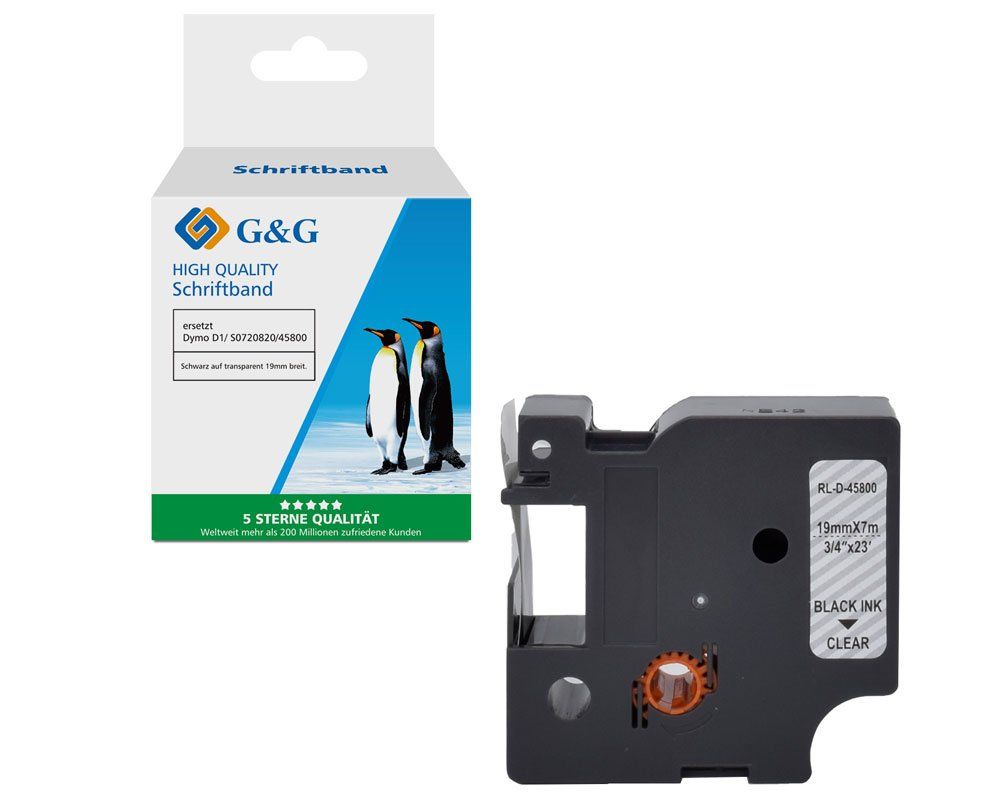 G&G 20980, Sort På Transparant, Kontinuerlig Etiket, D1, Sort, Dymo, Dymo Labelmanager 160 Dymo Labelmanager 350 Dymo Labelmanager 350D Dymo Labelman