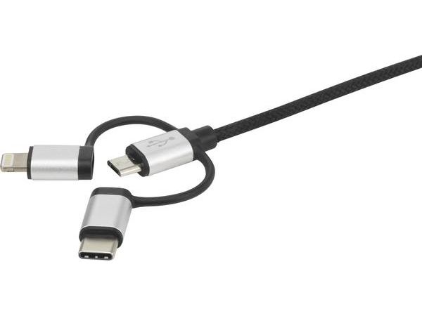 Renkforce Rf-3335106, 0,25 M, Usb A, Usb C/Micro-Usb B/Lightning, Usb 2.0, 0,48 Gbit/Sek., Grå