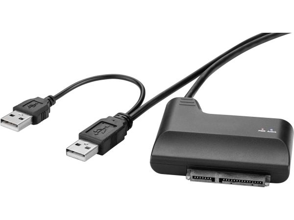 Renkforce - Sata-Adapter - Sata Combo (M) Zu Usb (M) - 33 Cm - Rund, Usb-Strom - Schwarz