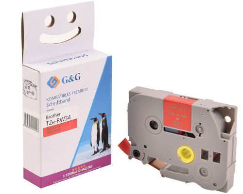 G&G 18772, Gold Auf Rot, Etikettenrolle, Tze, Grau, Brother, Brother Ptouch 1010 Brother Ptouch 1280 Brother Ptouch 1750 Brother Ptouch 18R Brother P