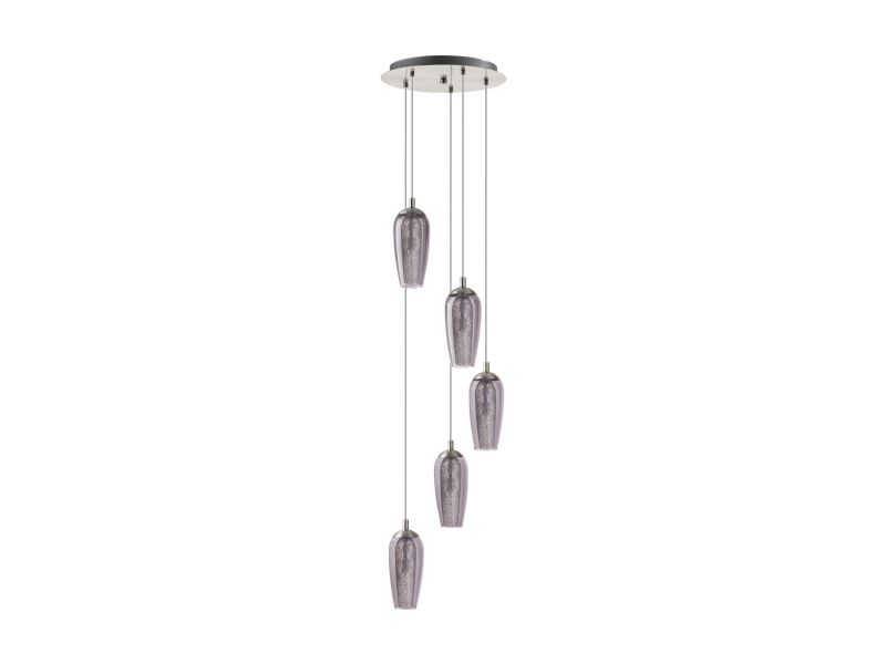Eglo Farsala Cluster-Pendelleuchte 5X300 Lm G9-Led, Schwarz/Rauchfarben