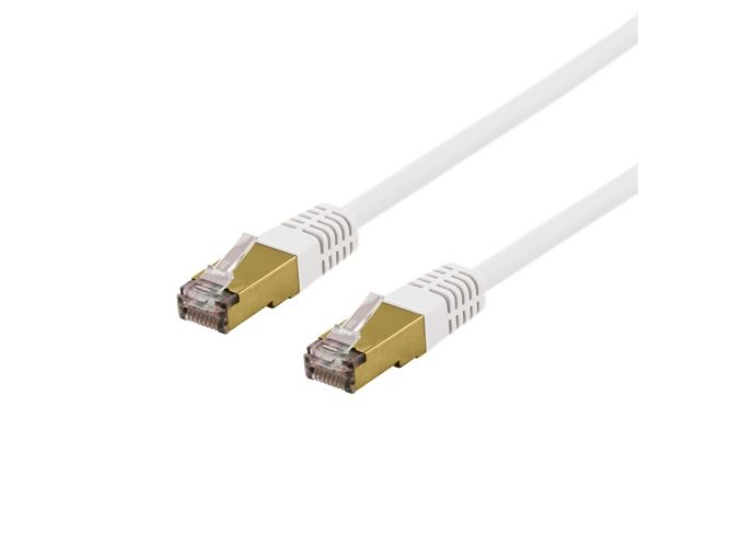 DELTACO - Patch-kabel - RJ-45 (hane) till RJ-45 (hane) - SFTP - CAT 6a - halogenfri, formpressad - vit | EL Artiklar - Kablar och ledningar - Datakablar | GameStuff