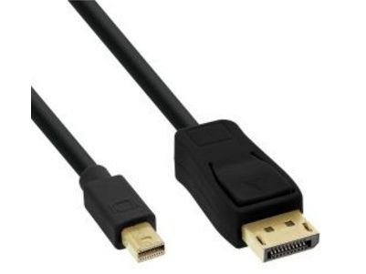 Inline Mini Displayport Zu Displayport Kabel, Schwarz, 0,5M, 0,5 M, Displayport, Mini Displayport, Stecker, Stecker, 3840 X 2160 Pixel