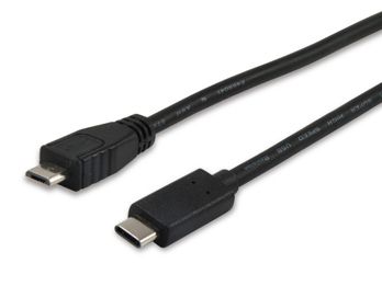Equip Usb 2.0 Typ C Auf Micro-B Kabel, 1.0M, 1 M, Micro-Usb B, Usb C, Usb 2.0, Stecker/Stecker, Schwarz
