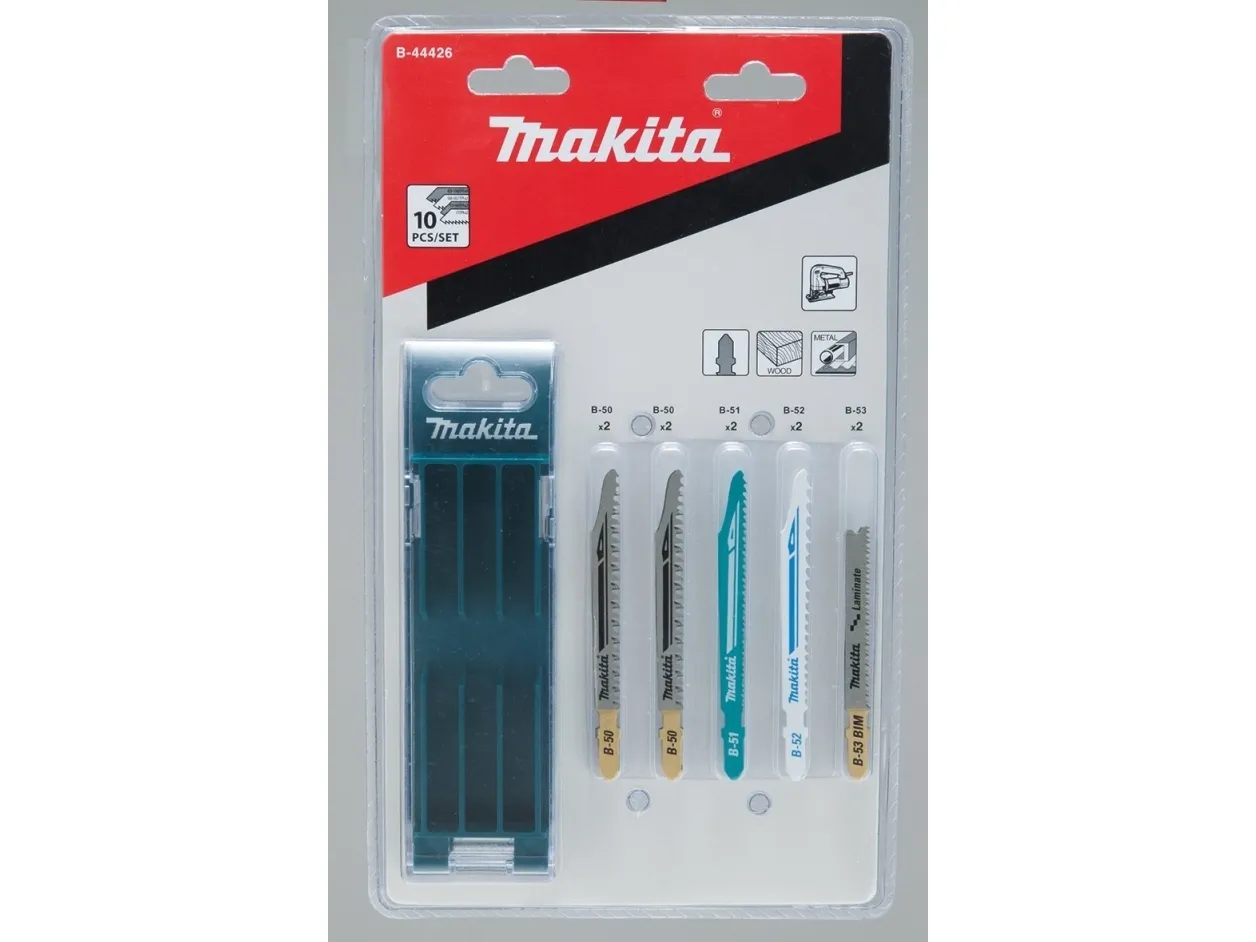 Makita - Sticksågsbladsats - för trä, metall - 10 delar - T-skaft - för Makita DJV181, DJV181Z, DJV181ZJ | Sticksågar | GameStuff