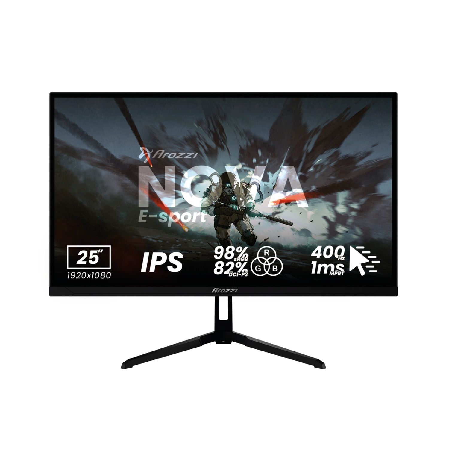 Arozzi Nova 25" E-Sport, Ips, 400Hz - Black