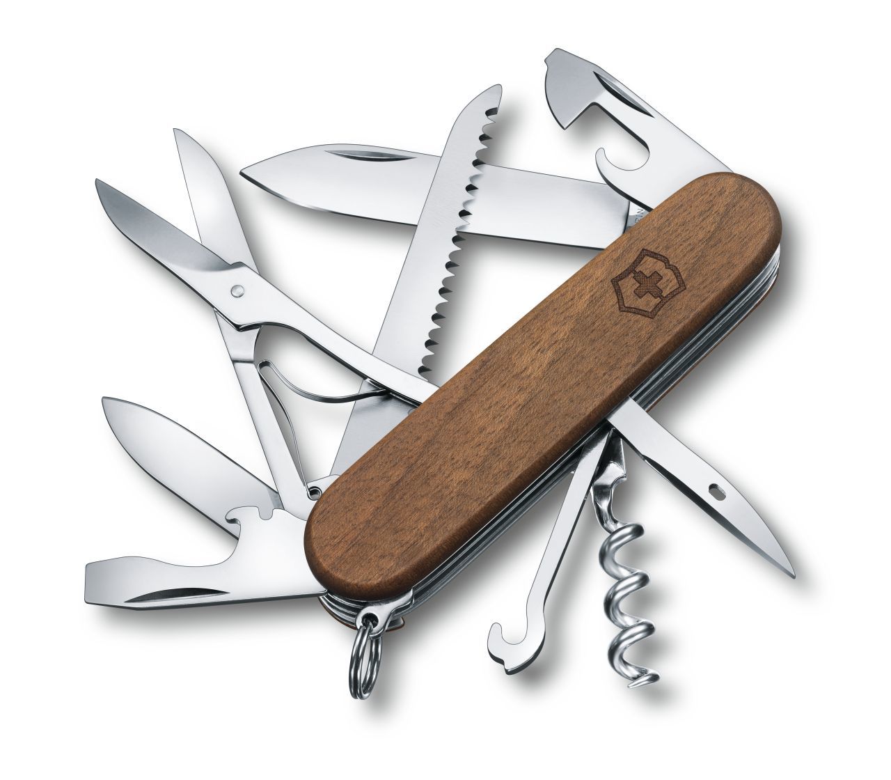Victorinox Huntsman Multiværktøj 13 Funktioner - Rustfrit Stål, Valnøddetræskæfte