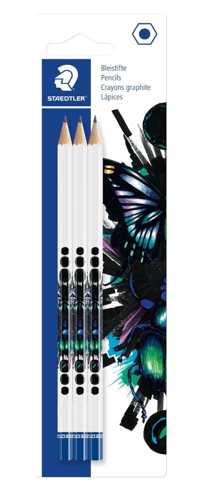 Staedtler 130Hbbk3e1, Hb, Mehrfarbig, Weiß, Hexagonal, Sichtverpackung, 3 Stück(E)