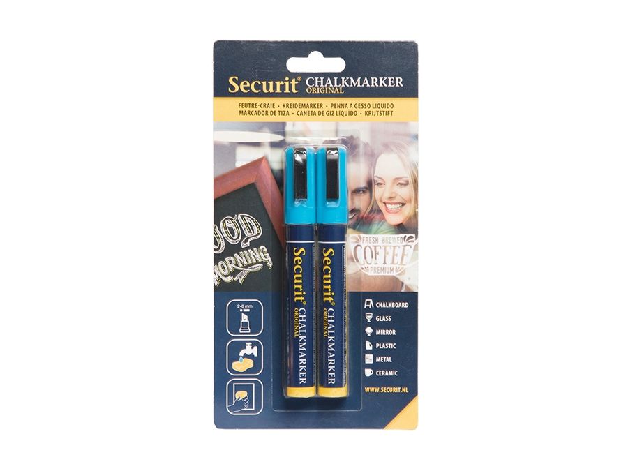 Securit® original kridtmarker sæt med to i blå