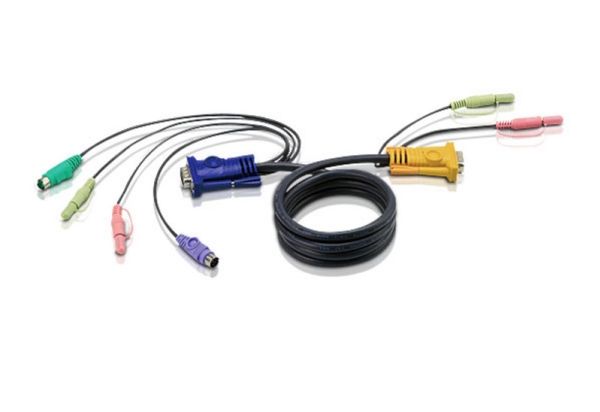 Aten 2L-5303P - Tastatur- / Mus- / Video- / Lydkabel - Ps/2, Hd-15 (Vga), Mini-Phone Stereo 3.5 Mm (Han) Til Mini-Phone Stereo 3.5 Mm, 15 Pin Sphd (H