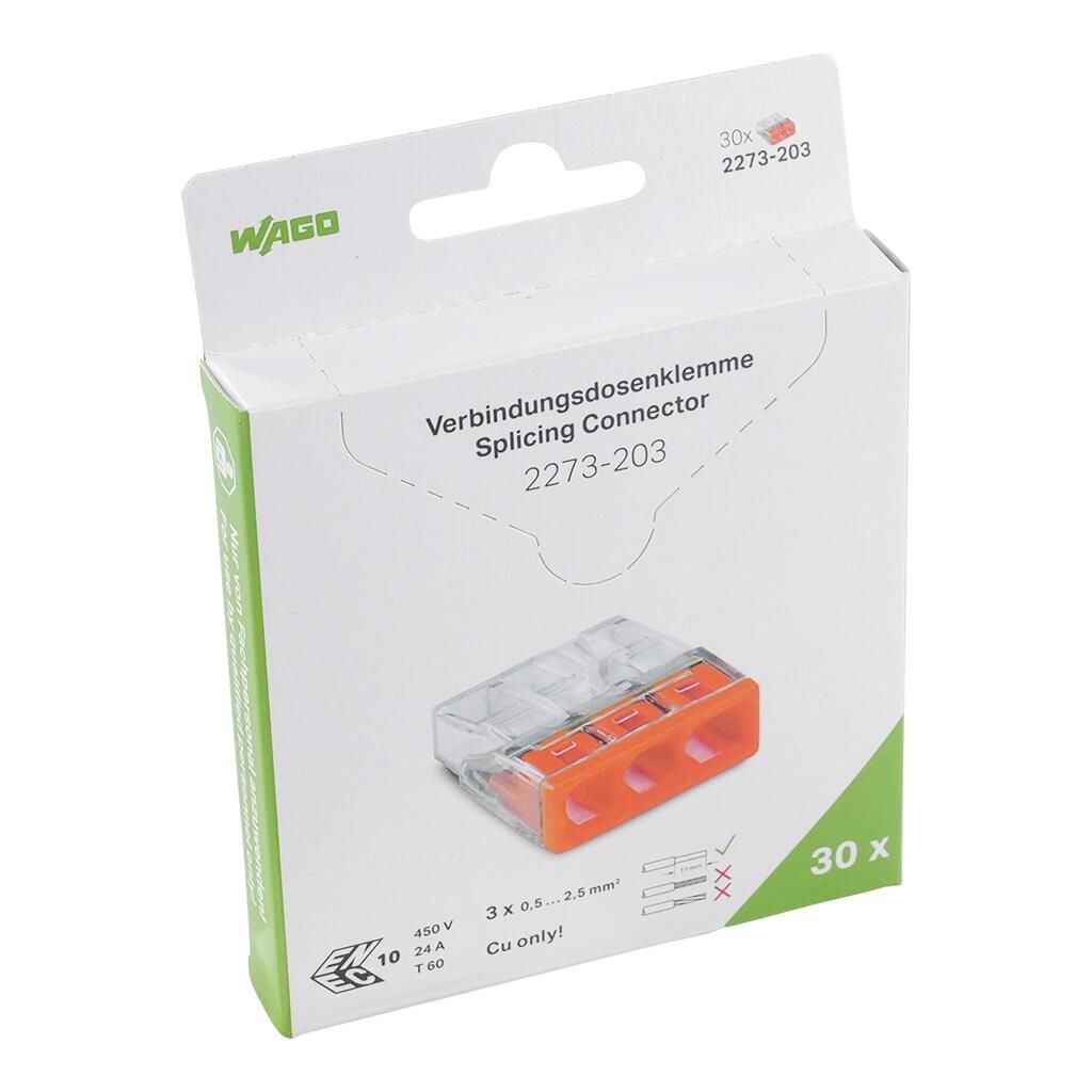 WAGO 2273 serie Blisterpakke 3-leder 2,5mm2 30 stk. - (30 stk.)