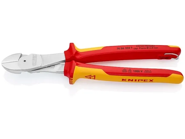 Knipex 74 06 250 T, Diagonal tang, Orange, Rød, 250 mm, 453 g
