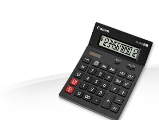 Canon As-2200, Desktop, Display-Rechner, 12 Ziffern, Display Klappbar, Akku, Schwarz