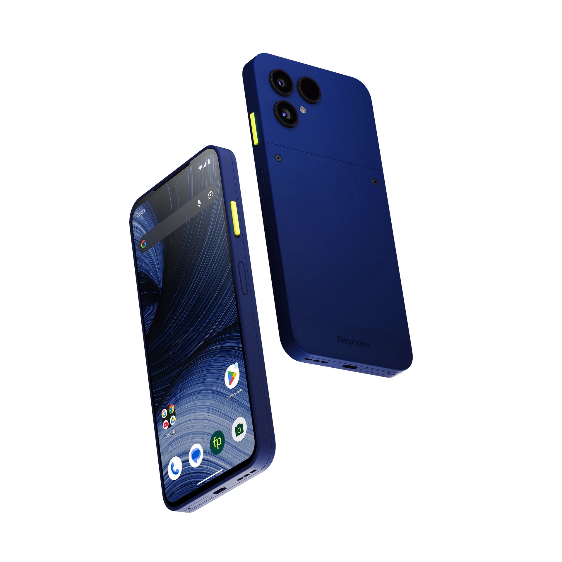 Fairphone (Gen. 6+) – 5G smartphone – dual-SIM – RAM 12 GB / Intern hukommelse 256 GB – microSD slot – OLED display – 6.31 – 2484 x 1116 pixels (120 Hz) – 2x bagkameraer 50 MP, 13 MP – front camera 32 MP – koboltblå