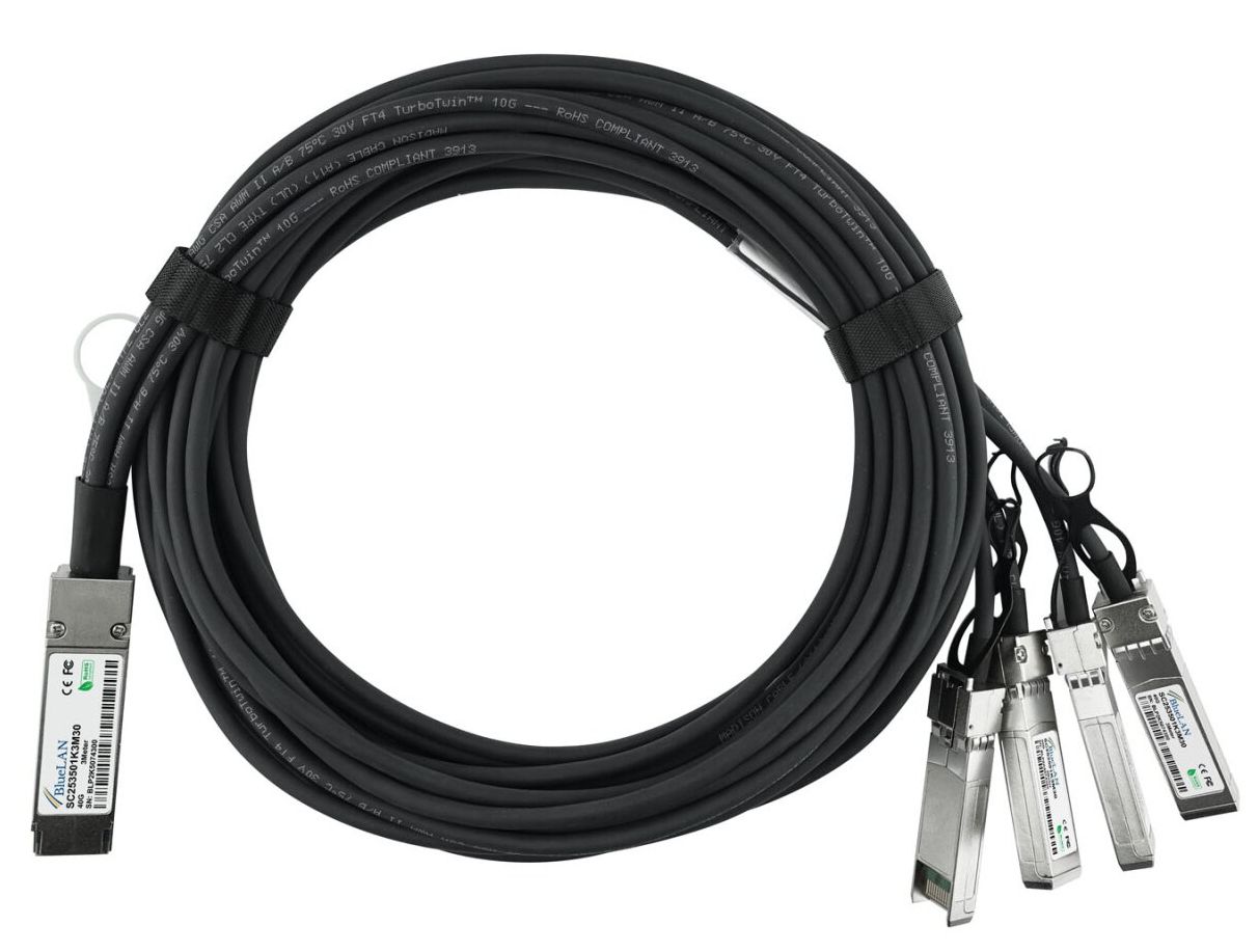 Blueoptics 40G-Qsfp-4Sfp-Pc-0201-Bl, 2 M, Qsfp, 4X Sfp+, Hanstik/Hanstik