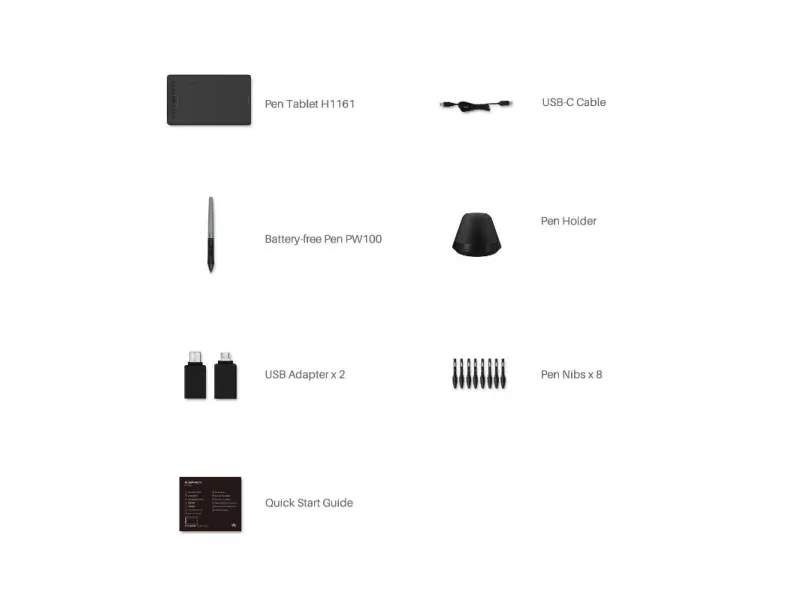 HUION H1161 tegneplade 5080 lpi 279,4 x 174,6 mm USB Sort | Datortillbehör - Möss & Tangentbord - Ritbord | GameStuff