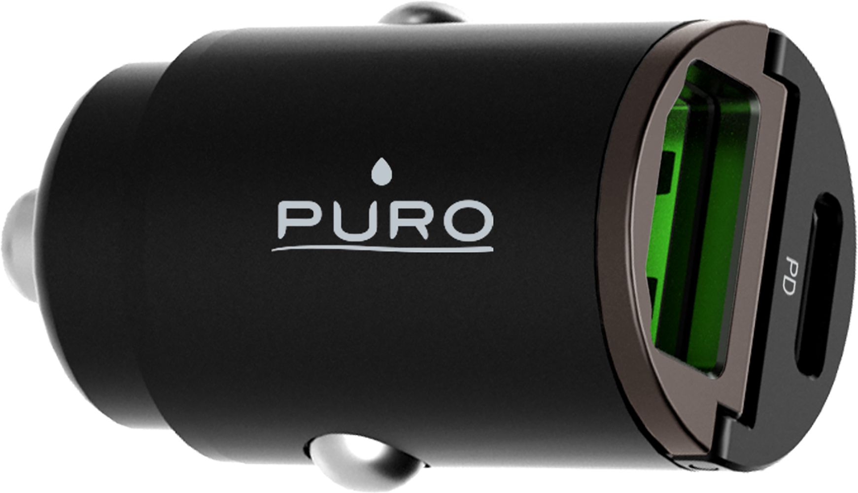 PURO Mini Car Fast Charger – Ladowarka samochodowa 1 x USB-A + 1 x USB-C Power Delivery 30 W (czarny)