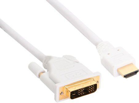 Inline Hdmi-Dvi Kabel, Weiß / Gold, Hdmi Stecker Auf Dvi 18+1 Stecker, 5M, 5 M, Dvi-D, Hdmi, Gold, Weiß, Stecker/Stecker