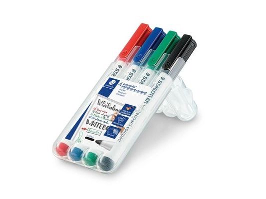 STAEDTLER Lumocolor compact - Markør - svart, rød, blå, grønn - 1-2 mm (en pakke 4)