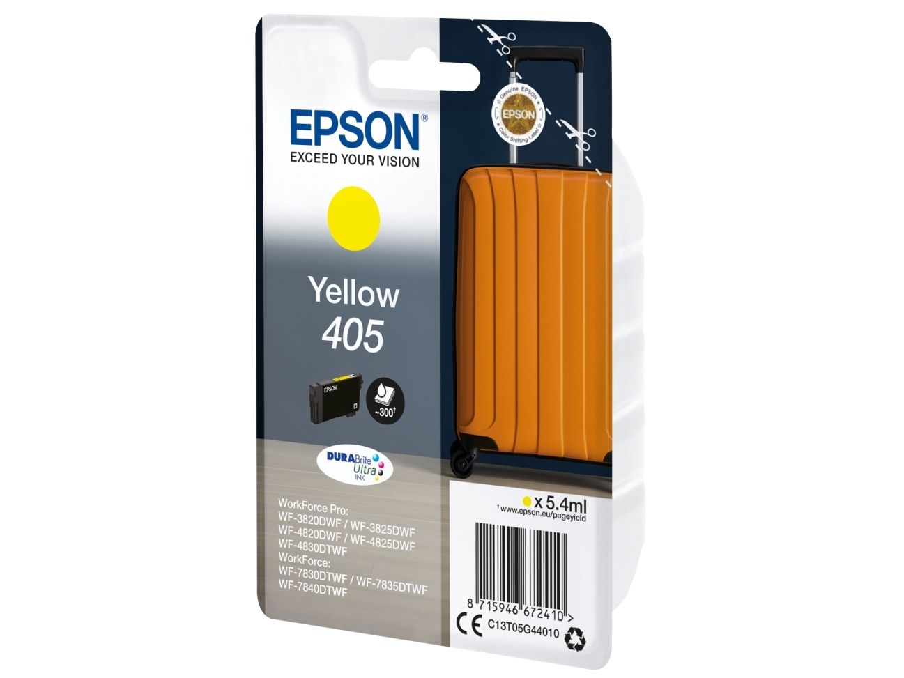 Epson 405 - 5.4 Ml - Gul - Original - Blækpatron - For Workforce Wf-7310, 7830, 7835, 7840 Workforce Pro Wf-3820, 3825, 4820, 4825, 4830, 7840