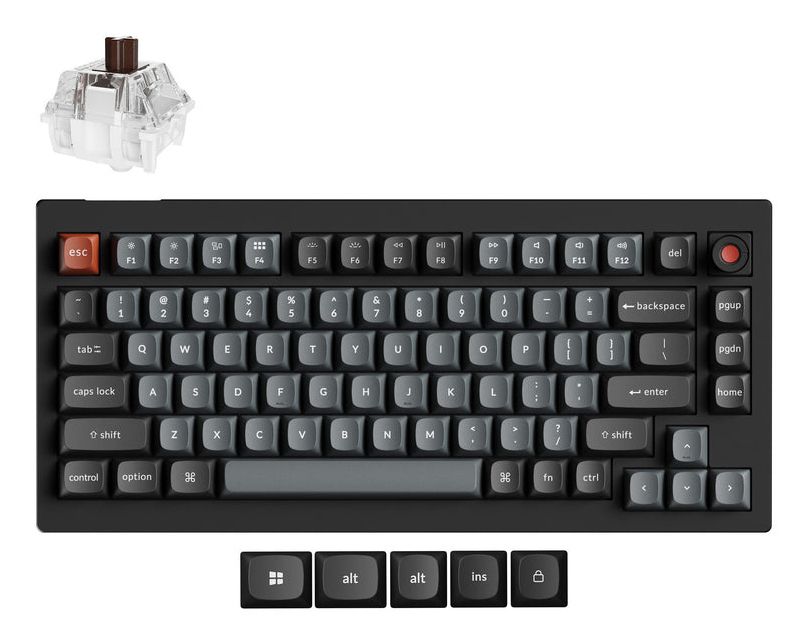 Keychron V1 8K, 75%, Kabelgebunden, Usb, Mechanischer Switch, Rgb-Led, Schwarz