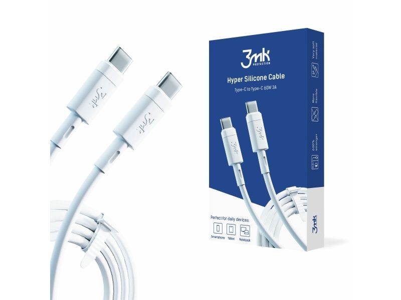 3Mk Hypersilicone Kabel Usb-C/Usb-C Kabel Weiß 1M 60W 3A
