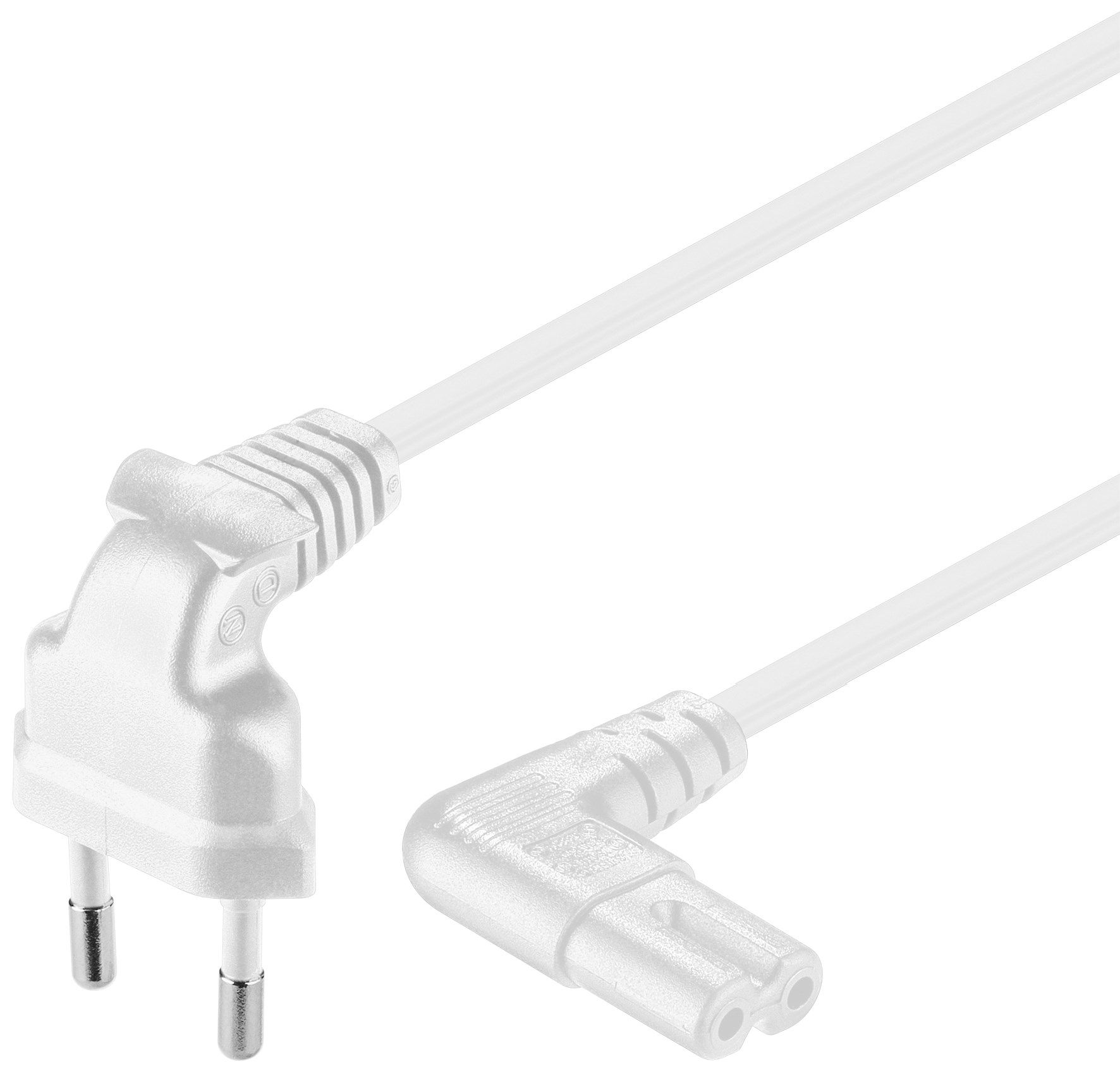 Goobay Tilslutningskabel Euro-stik vinklet i begge ender, 5 m, hvid Euro-stik (type C, CEE 7/16) > hunstik C7