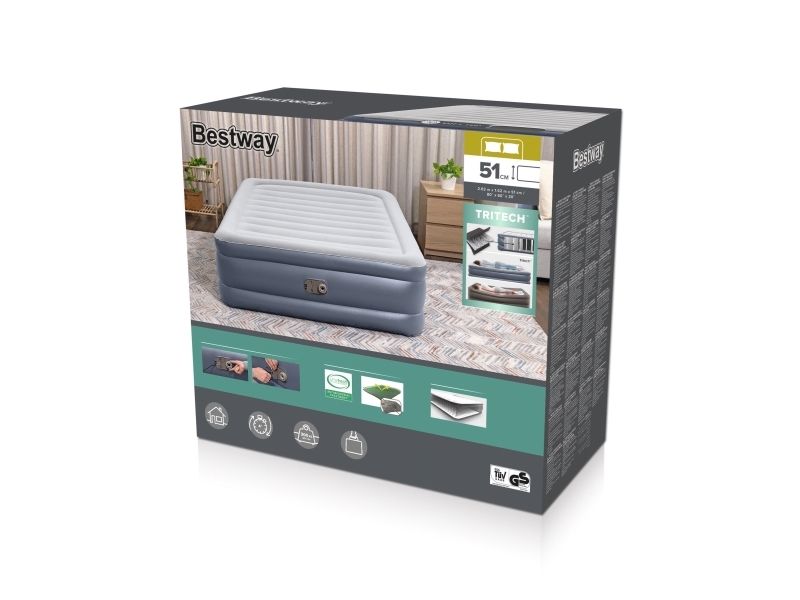 Bestway 6713I / 23, Dubbelmadrass, Queen size-s&auml;ng, Rektangel, inomhus, Inbyggd luftpump