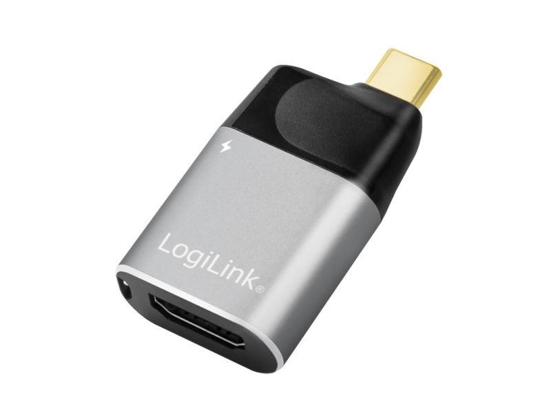 LogiLink CUA0203 USB 3.2 Gen2 Type-C Adapter C/M to HDMI-A+USB-C, 4K, PD, alu, schwarz/grau