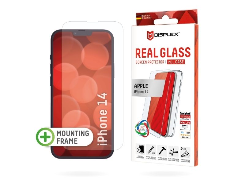 Displex Panzerglas (10H) + Case Für Apple Iphone 14, Eco-Montagerahmen, + Case, Tempered Glas, Kratzer-Resistente Schutzfolie, Apple, Iphone 14, Troc