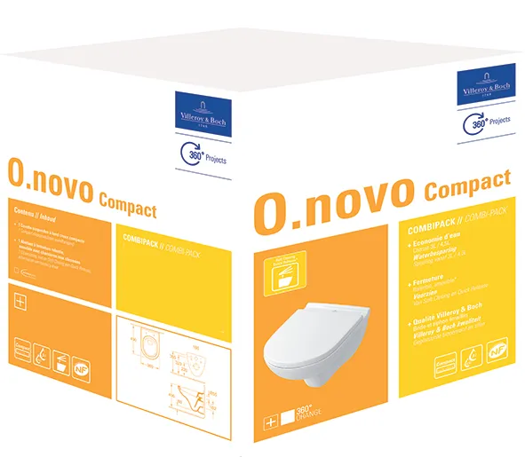 Villeroy & Boch O Novo vægskål kompakt med soft close toiletsæde, hvid