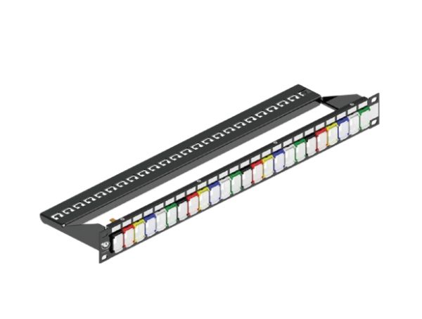 Patchpanel 24 port passer til alle leviton utp & stp konnekter farveramme med støvlåg sort