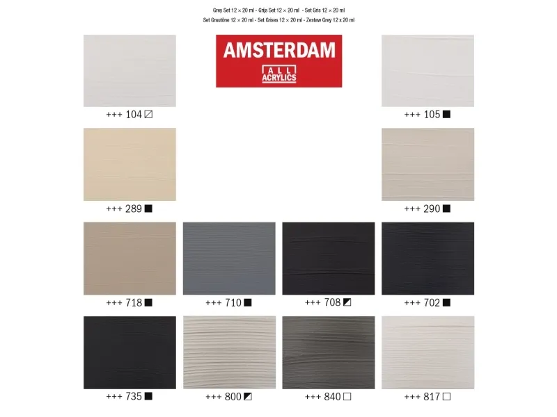 Amsterdam Standard Series acrylic paint grey set 12 x | Skola & Hobby - Konstmaterial - Markörer | GameStuff