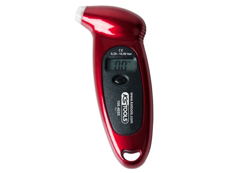 KS Tools 100.4055, Digital trykmåler, 0,2 - 10 bar, Menu, kPa, psi, Rød, Tryk, LCD