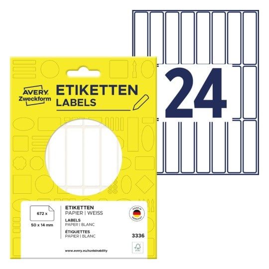 Avery Multi-Purpose Labels 3336 - Selv-Klæbende - Hvid - 14 X 50 Mm 672 Stk. Etiketter