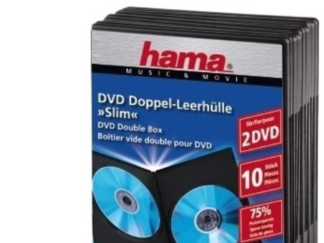 Hama Dvd-Rom Slim Double Box - Slim Jewel Case Til Lagring Af Dvd - Kapacitet: 2 Dvd - Sort (Pakke Med 10)