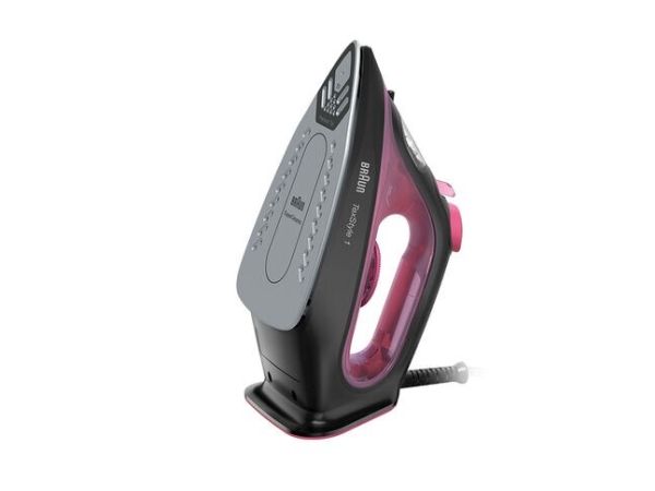 Braun Texstyle 1, Trocken- & Dampfbügeleisen, Keramik-Bügelsohle, 1,9 M, 130 G/Min, Schwarz, Violett, 0,22 L
