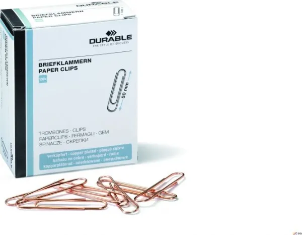 Durable 122524, Koppar, 50 mm, 100 styck | Kontorsmaterial - Kontorstillbehör - Papper clips | GameStuff