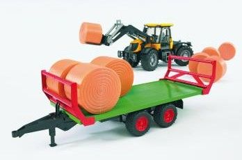 Bruder Bale Transport Trailer With 8 Round Bales, Grün, Orange, Rot