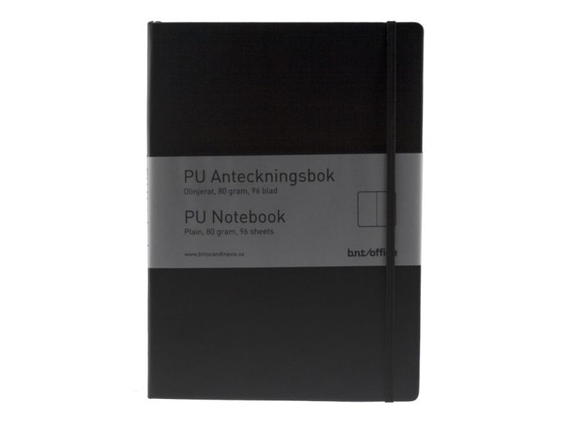 Notesbog BNT A4 sort ulinjeret m/96 blade 80g