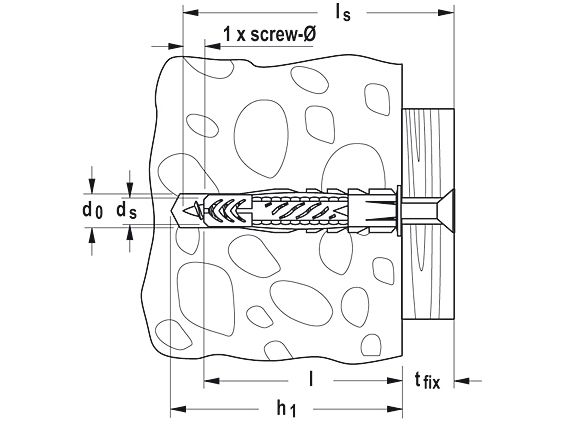 Fischer 518887, Nylon, Kunststoff, Grün, 6 Cm, 1 Cm, 7,5 Cm, 6 Mm